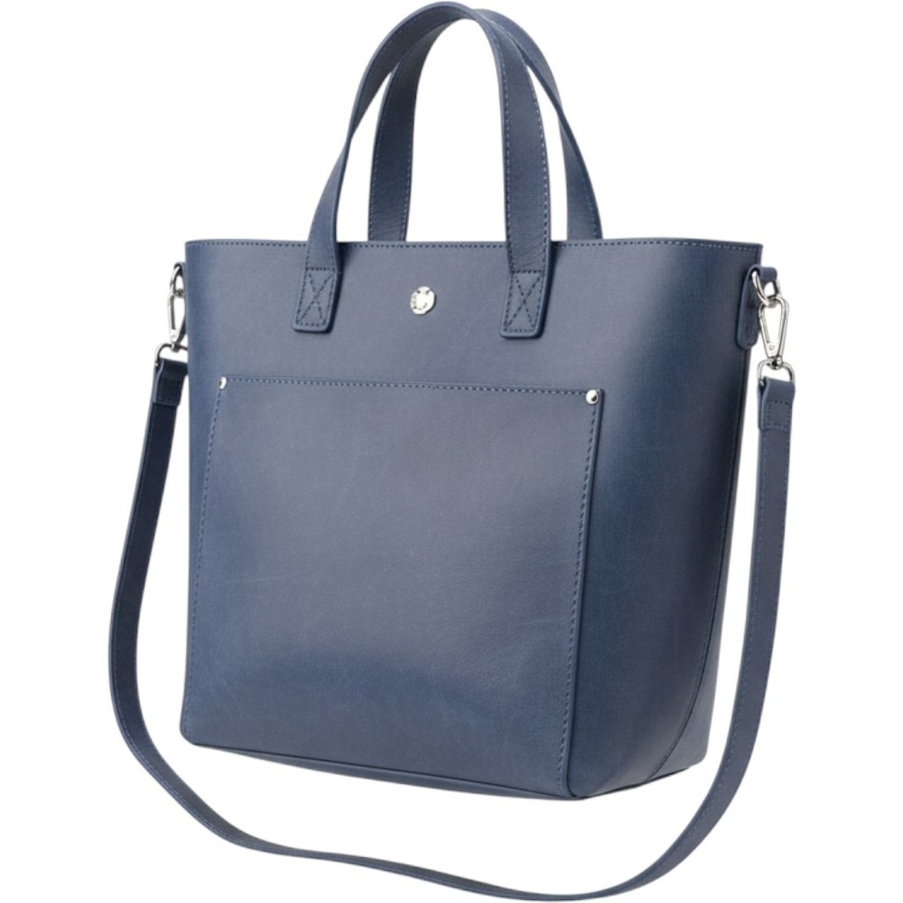 Portland Leather Goods Mini Crossbody Tote Navy Blue Leather Handbag